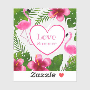Autocollant Tropical Flamant Rose Été Amour