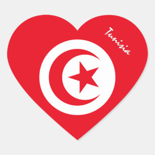 Autocollant Tunisie, Cœur, Drapeau tunisien patrio