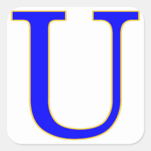 Autocollant U Lettre bleue