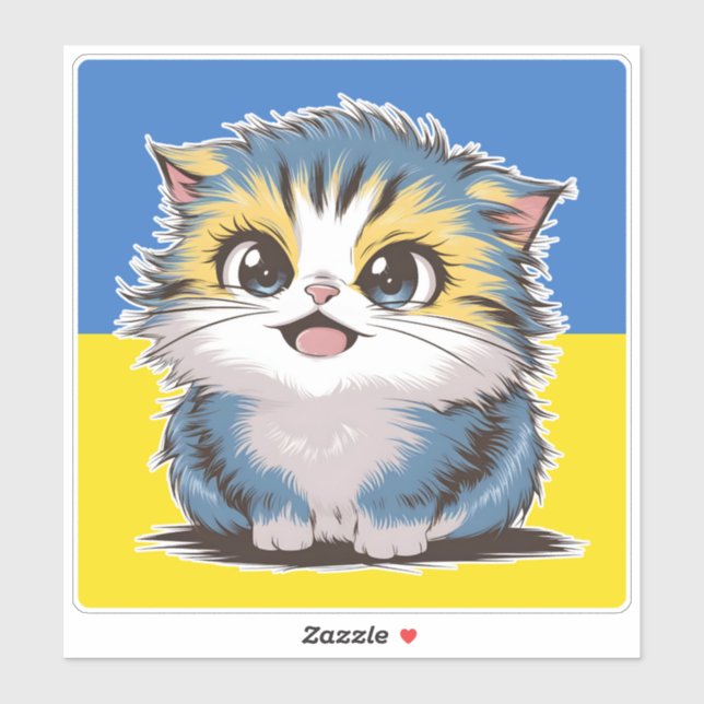 Autocollant Ukraine Cute Kitten (Feuille)