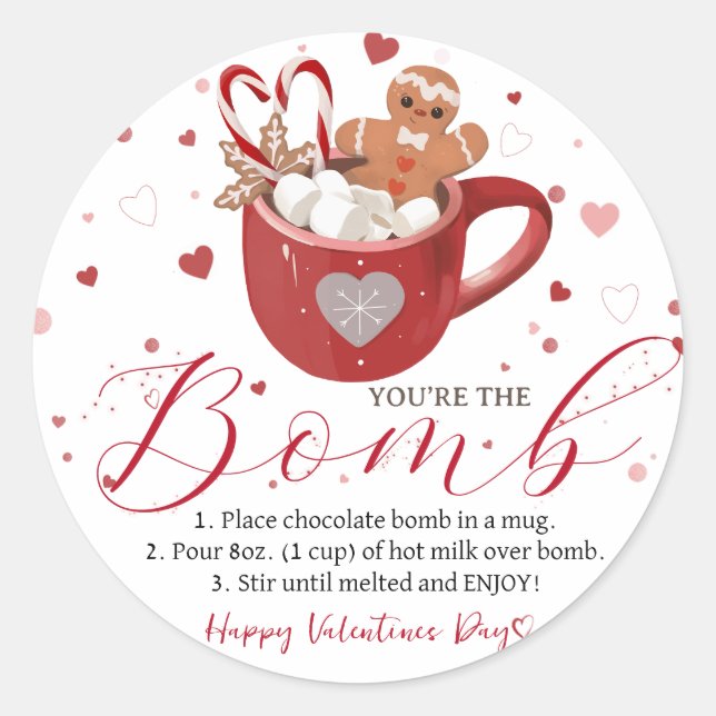 Autocollant Valentine Hot Chocolate Bomb (Devant)