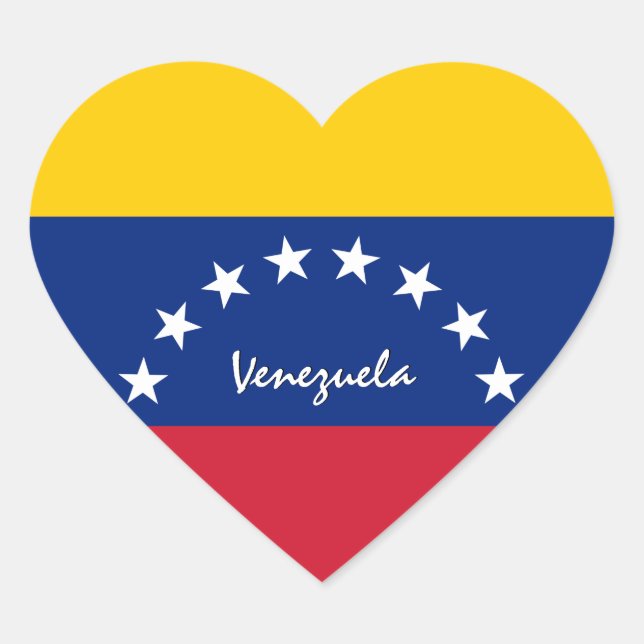 Autocollant Venezuela, Cœur, Amour, Drapeau Vénézu (Devant)