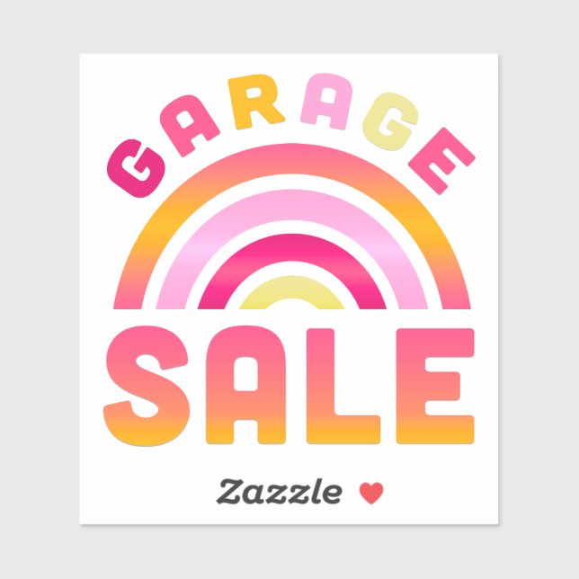 Autocollant Vente de Garage Arc-en-Ciel (Feuille)