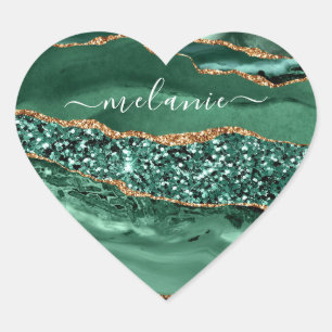 Autocollant Vert Agate Or Pailleté Emeraude Votre 