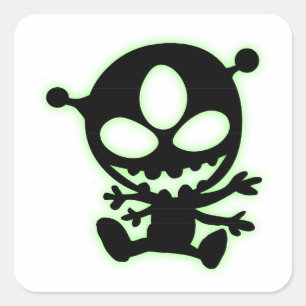 Autocollant vert d'alien de lueur