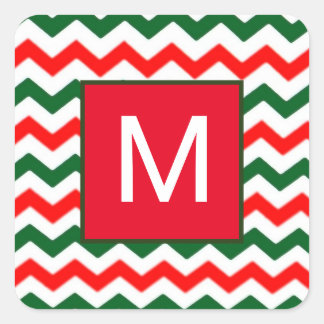 autocollant vert et rouge initial personnalisé