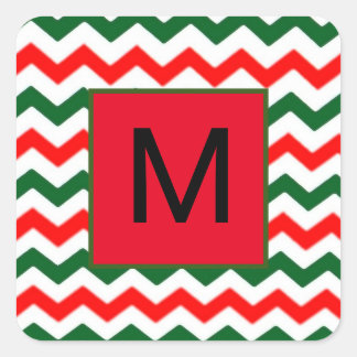 autocollant vert et rouge initial personnalisé