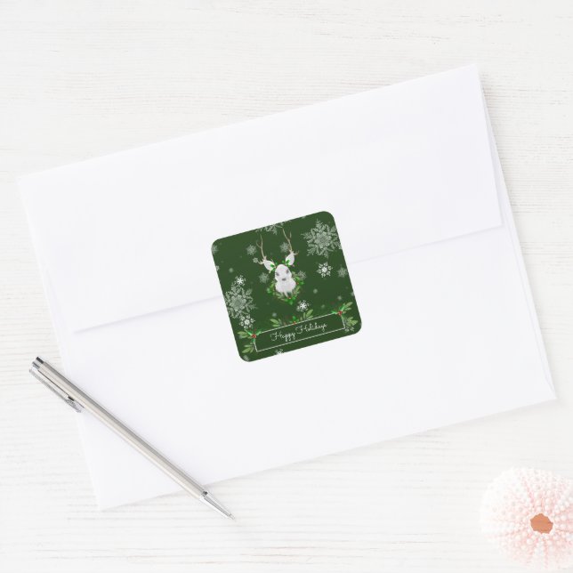 Autocollant vert renne (Enveloppe)