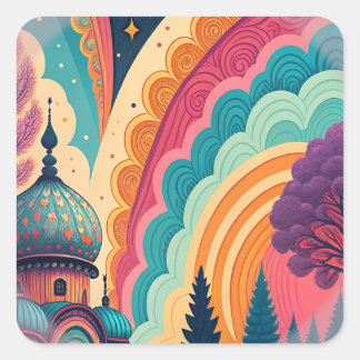 Autocollant Vibrant Retro Dreamscape – Personnalis