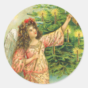 Autocollant victorien de Noël d'ange