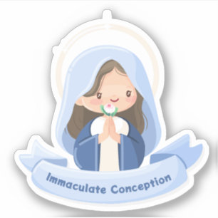 Autocollant Vierge Marie priant Kawaii