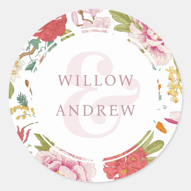 Autocollant vintage à Mariage floral (Devant)