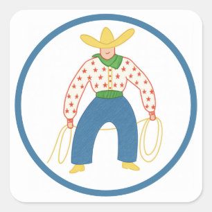 Autocollant vintage Cowboy