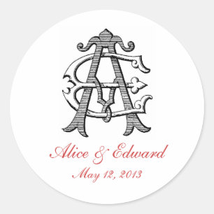 Autocollant vintage de mariage de monogramme des