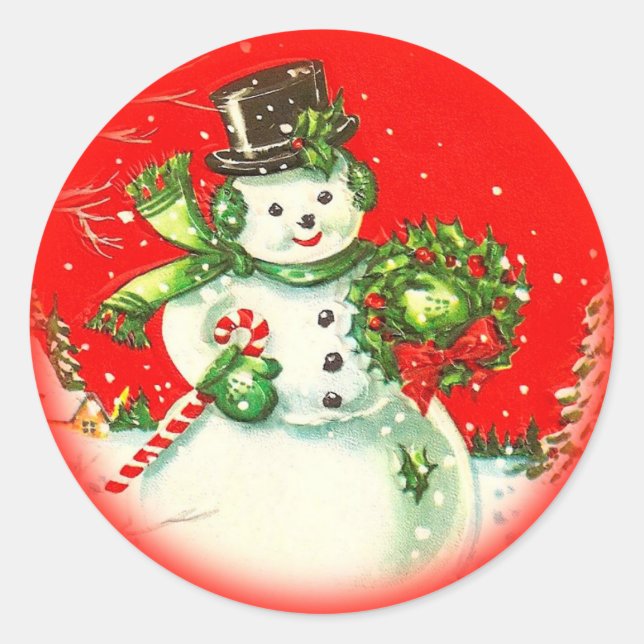 Autocollant Vintage Noël Snowman (Devant)