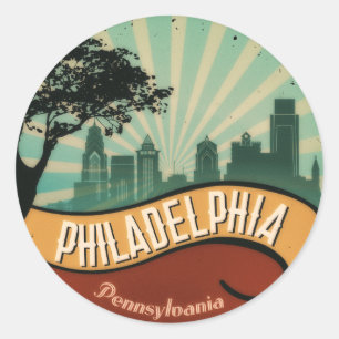 Autocollant Vintage rétro Philadelphia City Skylin