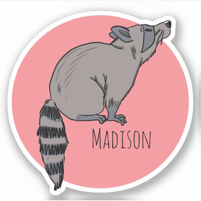 Autocollant Vinyl Raccoon de nom personnalisé (Devant)
