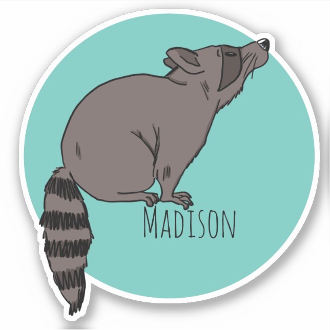 Autocollant Vinyl Raccoon de nom personnalisé (Devant)