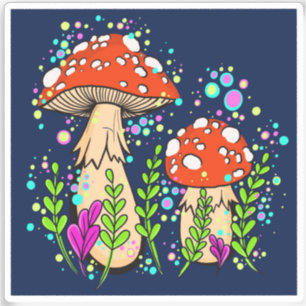 Autocollant vinyle Amanita Mushrooms