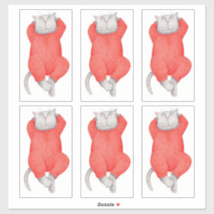 Autocollant vinyle CHAT ROUGE LONG JOHNS 14"X14"