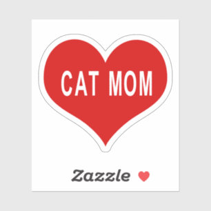Autocollant vinyle coeur d'amour rouge CAT MOM