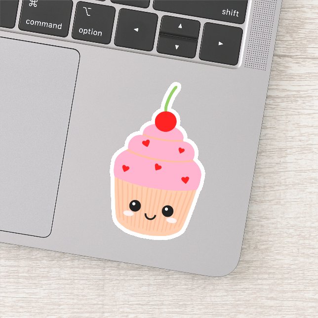 Autocollant vinyle Cupcake Face pour bouteille d'e (Détail)
