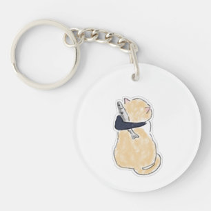 Autocollant vinyle de chat mignon aquarelle tenant