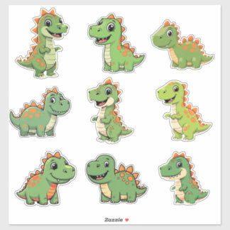 Autocollant vinyle de dinosaure T-Rex vert mignon