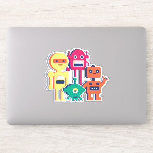 Autocollant vinyle de quatre robots colorés