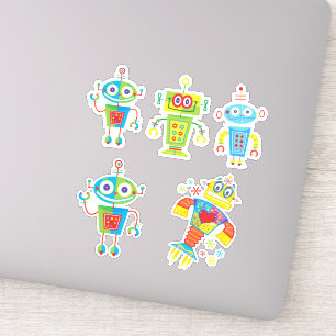 Autocollant vinyle de robots colorés