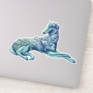 Autocollant vinyle découpé Borzoi fantaisie