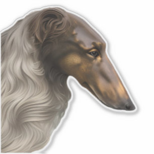 Autocollant vinyle découpé profil Borzoi vintage