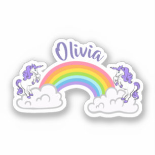 Autocollant vinyle design arc-en-ciel et licorne