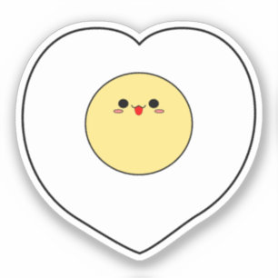 Autocollant vinyle d'œuf frit Kawaii Forme de cœ