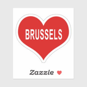 Autocollant vinyle en forme de cœur rouge BRUXELLE