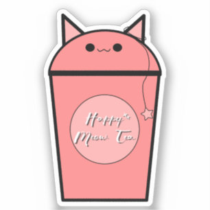 Autocollant vinyle Kawaii Strawberry Meow Tea