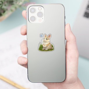Autocollant vinyle Lapin Mignon avec Papillon