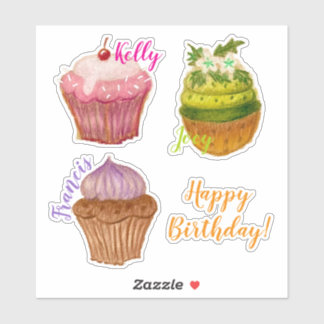 Autocollant vinyle personnalisé Cupcake Joyeux Ann
