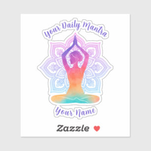 Autocollant vinyle personnalisé Yoga avec nom et m
