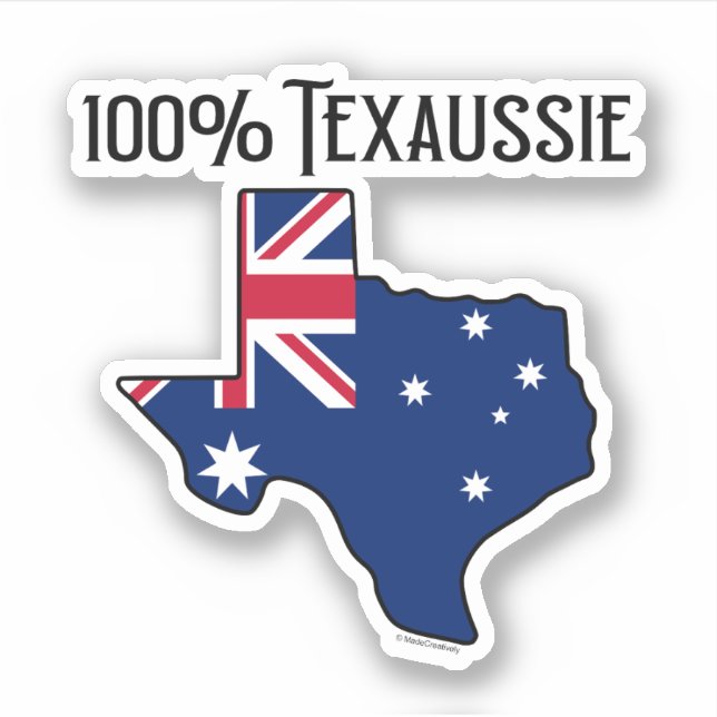 Autocollant vinyle sur mesure 100% Texaussie (Devant)