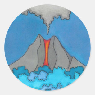 Autocollant Volcano Expressionniste Original Art P