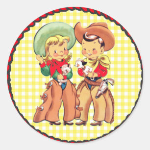 Autocollant Western Party Cowboy Et Cowgirl