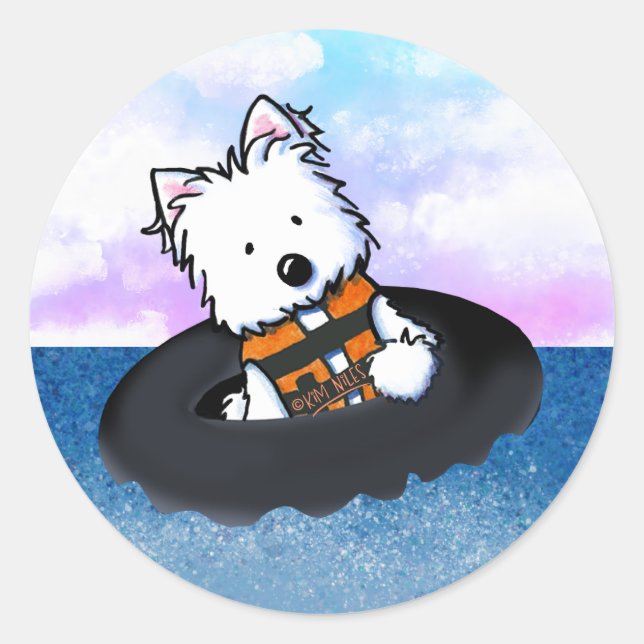 Autocollant Westie KiniArt flottant (Devant)