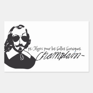 Autocollant x20 Samuel Champlain Hipster Lunettes Rechteckiger Aufkleber