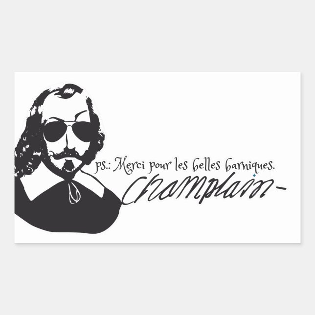 Autocollant x20 Samuel Champlain Hipster Lunettes Rechteckiger Aufkleber (Vorderseite)