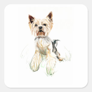 Autocollant Yorkie, Yorkshire Terrier Heureux