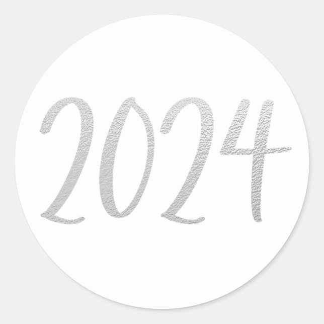 Autocollants 2024 faux feuille argent (Devant)