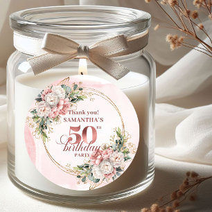 Autocollants 50e Anniversaire Moderne Rose Gold Fe