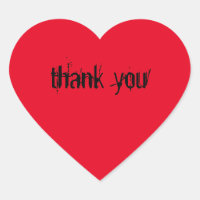 Autocollants à coeur rouge avec le mot "thank you"