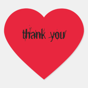 Autocollants à coeur rouge avec le mot "thank you"
